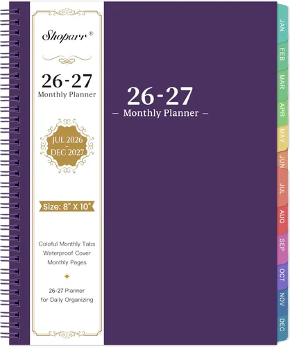 Vista 10 de Planificador Mensual 2026 – Planificador/Calendario 2026, enero de 2026 a diciembre de 2026, Planificadores mensuales con pestañas coloridas