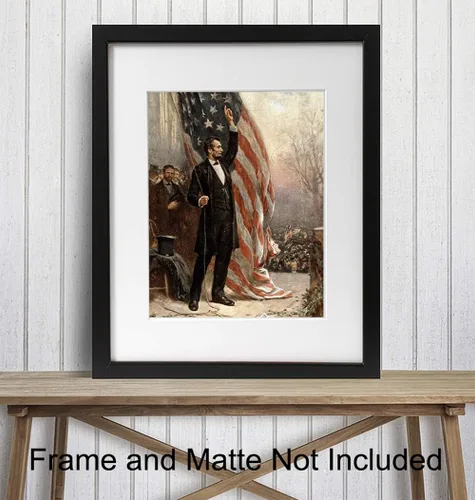 Vista 2 de Abraham Abe Lincoln - Póster artístico de la bandera estadounidense, regalo patriótico de 8 x 10 pulgadas para hombres, republicanos, conservadores