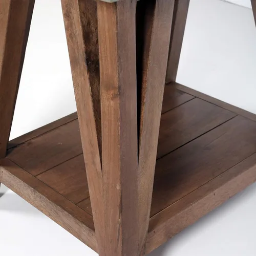 Vista 7 de Alaterre Furniture Mesa auxiliar Brookside de madera con revestimiento de cemento de 22" W