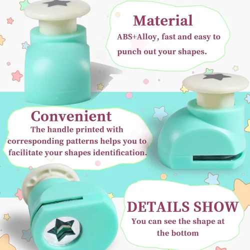 Vista 3 de Perforadora de agujeros - Punzones de papel para manualidades, formas de perforación, perforadora de agujero de estrella, perforadora de agujeros