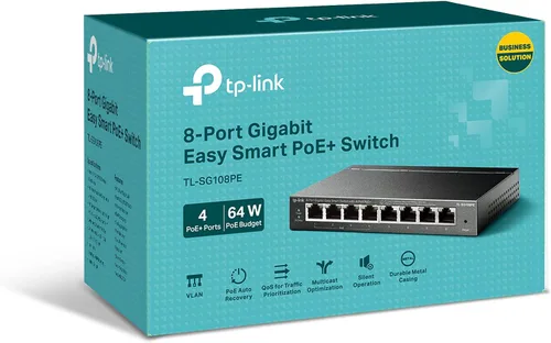 Vista 6 de TP-Link TL-SG108PE Conmutador PoE Gigabit de 8 puertos Gigabit gestionado por la red fácil Ethernet inteligente