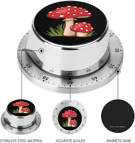 Vista 3 de Magic Mushrooms - Temporizador de cocina con respaldo magnético para cocina y trabajo