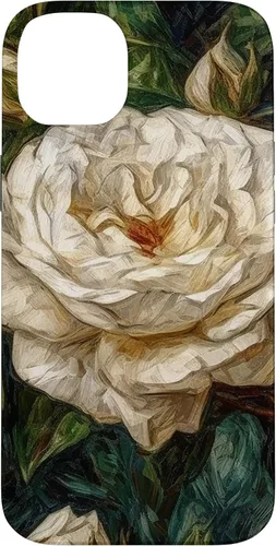 Vista 15 de iPhone 16 Van Gogh Art White Flower White Roses Case