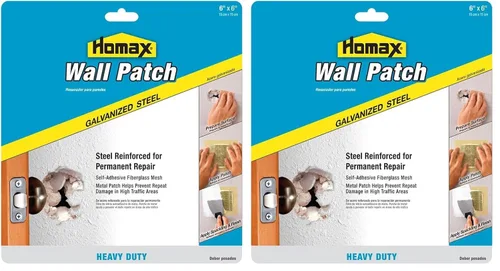 Vista 3 de Homax 41072055048 Parche de pared de acero galvanizado, 4 x 4 pulgadas, parche resistente