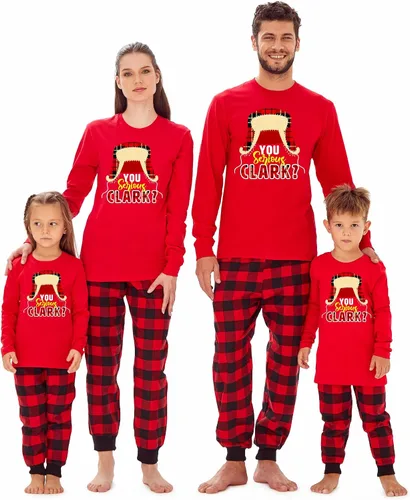 Vista 14 de Camiseta familiar de manga larga con texto en inglés "You Serious Clark Christmas" Top - Athletic Heather