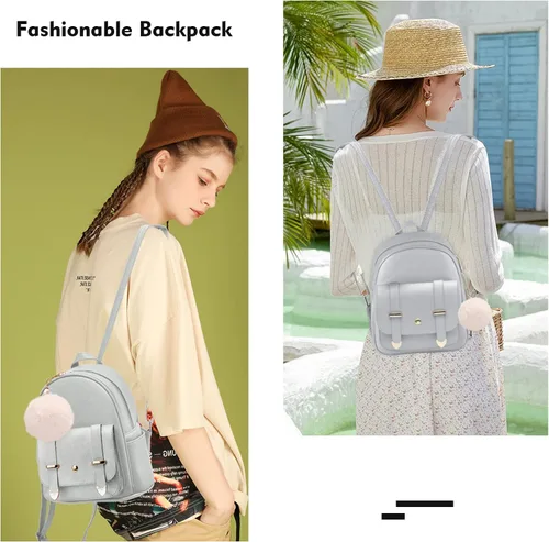 Vista 7 de Linda mochila pequeña para niñas, bolsas escolares de moda de piel sintética, mochila casual para adolescentes y mujeres, Lindo