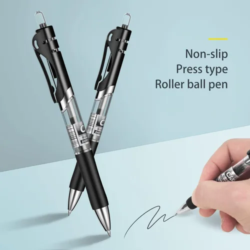 Vista 2 de Bolígrafos de gel, bolígrafos de gel retráctiles, escritura suave, gran capacidad, adecuados para trabajar o estudiar, paquete de 12, 0.028 in Negro