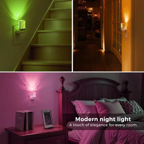Vista 5 de Luz nocturna L LOHAS LED, luces nocturnas que se enchufan en la pared, luz nocturna RGB que cambia de color con sensor de atardecer a amanecer, luz