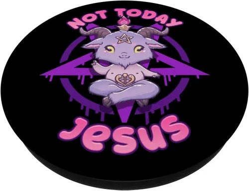 Vista 2 de Not Today Jesus I Death Metal Satanic Pentagrama Baphomet PopSockets intercambiables PopGrip
