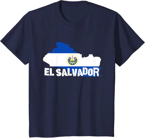Vista 65 de Camiseta con la bandera de El Salvador, mapa de El Salvador, camiseta de Salvador para mujer, Negro