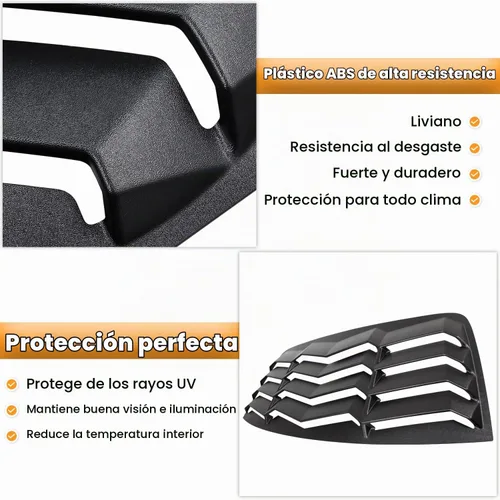 Vista 4 de Persianas de ventana trasera para Dodge Challenger 2008-2018 2019 2020 2021 2021 2022 2023 Parasol de parabrisas Cubierta de ventilación GT