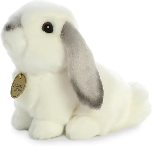 Vista 4 de Aurora® Adorable conejo Lop de peluche Miyoni®, detalle realista, compañía entrañable, gris, 8 pulgadas