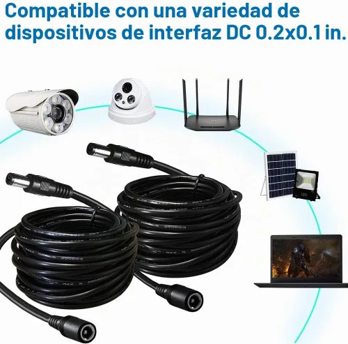 Vista 5 de SIOCEN Paquete de 2 cables de extensión CC de 3 pies de 0.217 in x 0.083 in macho a hembra, cable de alimentación para CCTV, vigilancia de Negro