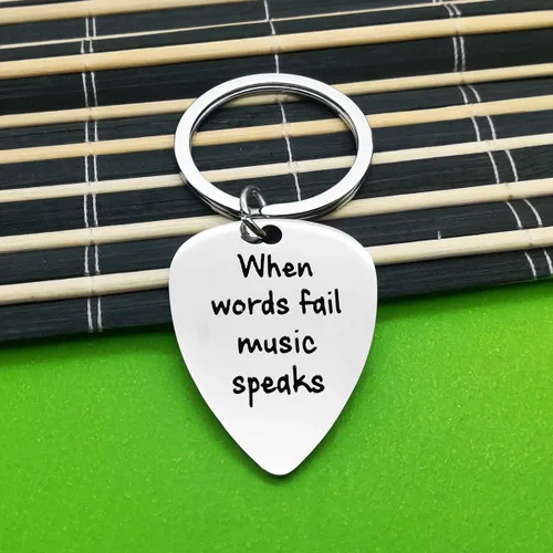 Vista 6 de Baipilu Llavero de regalo de música, nota musical, púa de guitarra, regalo para músicos, amantes de la música, cumpleaños, graduación, Navidad