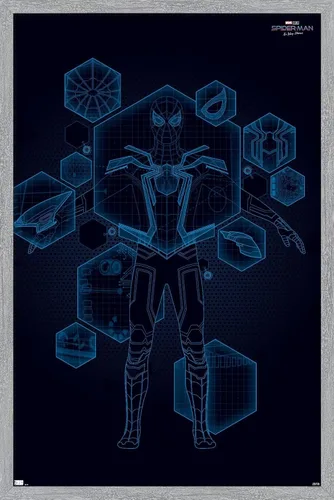 Vista 15 de Trends International Marvel Spider-Man: No Way Home - Póster técnico de pared, 22.4 pulgadas de largo x 14.7 pulgadas, versión enmarcada de madera