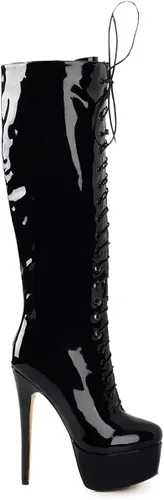 Vista 5 de Richealnana Botas altas hasta la rodilla con cordones y plataforma para mujer