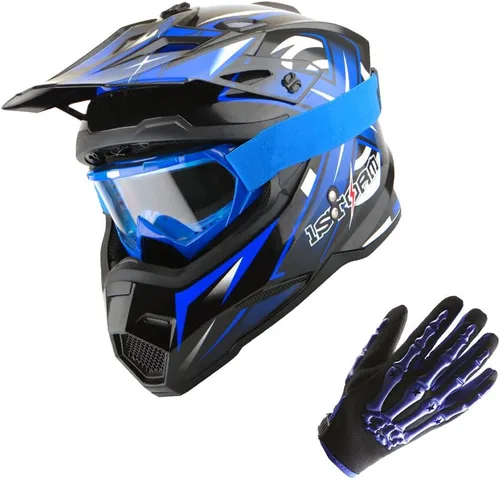 Vista 22 de 1Storm - Casco de motocross para adultos, BMX, MX, ATV, Dirt Bike, motocicleta cuádruple de cuatro ruedas, estilo de carreras, HF801 Sonic Blue