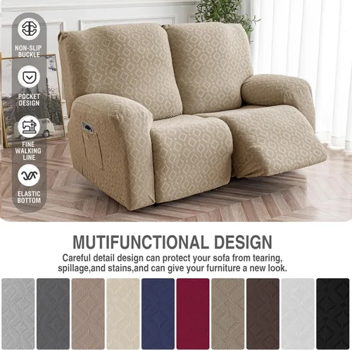 Vista 179 de Gennia Funda Impermeable para Silla Reclinable, Fundas Elásticas para Sofá Reclinable con Bolsillos, Fundas Lavables para Silla Reclinable Lazy Boy