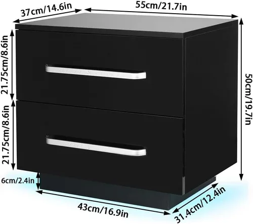 Vista 2 de Bedroom Nightstands Modern Luxury Nighstand Bedside Table LED Storage Cabinet Sofa Bed side Table High Gloss Coffee Table Home Furniture Night Stand