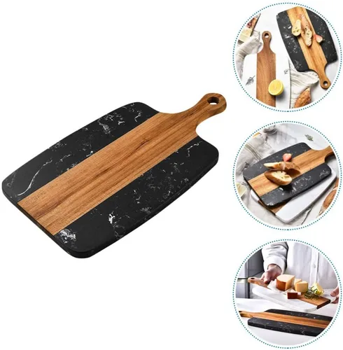Vista 7 de Hemoton Tabla de cortar de mármol blanco Placa de corte de hueso Tabla de cortar reutilizable para acampar