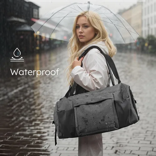 Vista 5 de Bolsa de gimnasio para hombre con compartimento para zapatos y bolsillo húmedo, bolsa de lona convertible y mochila de gimnasio, bolsas deportivas