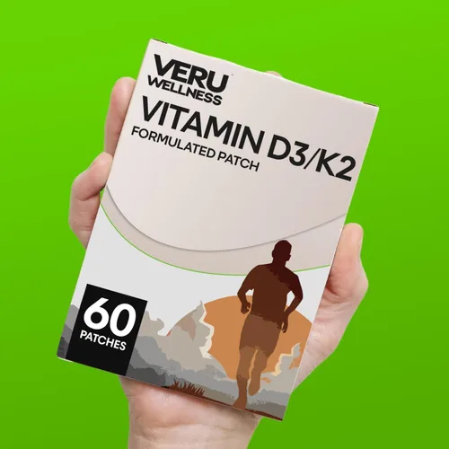 Vista 2 de Veru Wellness D3/K2 Essential Patch - Parche diario de vitamina D3 y K2, parche adhesivo fácil de usar, 60 unidades, suministro para 60 días