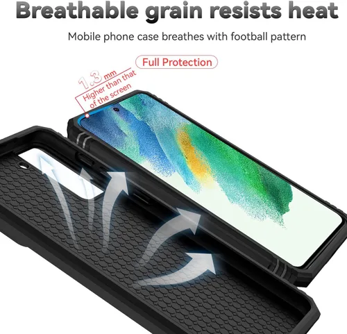 Vista 9 de Funda para Samsung Galaxy S21 FE 5G con cubierta para lente de cámara, protector de pantalla HD, soporte de anillo magnético con función de soporte