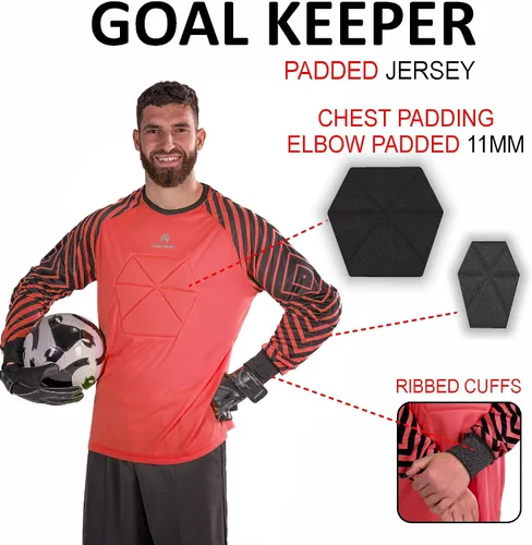 Vista 7 de Camiseta de portero acolchada en el pecho para adultosniños, codo de fútbol acolchado para jóvenesadultos, tallas de manga larga