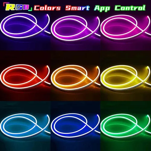Vista 2 de Luces de tira de neón L8star, luces de cuerda de neón LED de 32.8 pies/10m con control remoto APP, luces de tira de neón LED flexibles impermeables