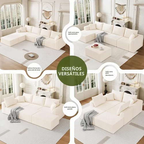 Vista 3 de Sofá seccional deshuesado de 130 pulgadas, moderno sofá modular con soporte, sala de estar, apartamentos, dormitorio, no requiere montaje, sofá