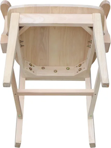 Vista 8 de International Concepts Mission - Silla auxiliar con brazos, madera de parawood maciza, sin terminar