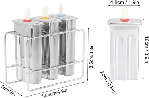 Vista 6 de 3Pcs Stainless Steel Ice Cream Mold, Household DIY Ice Lolly Mold Kitchen Tool Popsicles Mold with Cleaning Brush Kit for Kitchen