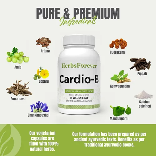 Vista 5 de Herbsforever Suplemento herbario ayurvédico Cardio-B 90 cápsulas vegetales 800 mg cada una