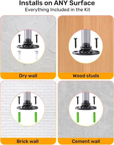 Vista 7 de Soporte de pared para micrófono con mini cabezal de bola giratorio, soporte de pared de micrófono con soporte de brida, adaptador de soporte