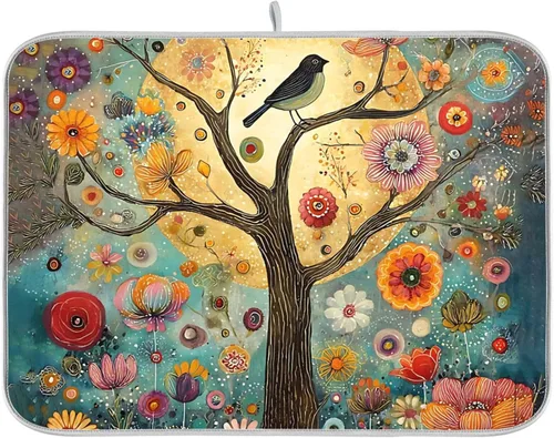 Vista 10 de Beige and Brown Marble Print Dish Drying Mat for Kitchen Counter Super Absorbent Drying Mat 16x18 inch Large Dish Drying Matts for Countertop