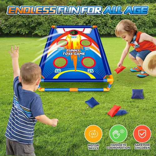 Vista 5 de Juego de lanzamiento de bolsas de frijoles para niños, regalo ideal para niños de 3 a 8 años. Juguetes exteriores para niños y niñas de 3, 4, 5, 6