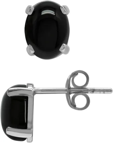 Vista 8 de Silvershake Aretes de plata de ley 925 chapados en oro blanco o amarillo de 0.315 x 0.236 in con forma ovalada de piedra natal de piedra natal