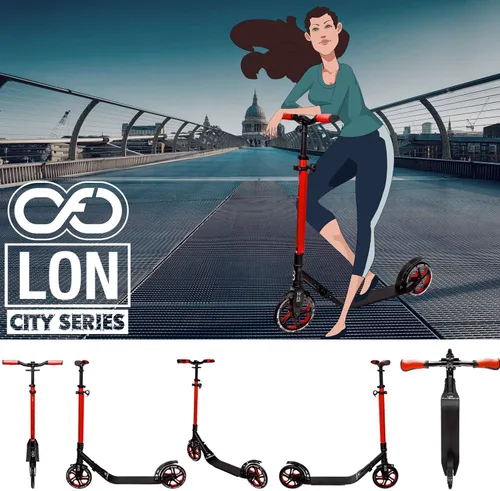 Vista 6 de Crazy Skates Patinete plegable para adultos, adolescentes y niños con correa de transporte - Plegable rápido, manubrio ajustable y ligero