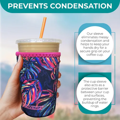 Vista 5 de Funda Koverz para café helado, funda aislante de neopreno para taza, se ajusta a una taza de café de 32 Oz., lavable y reutilizable, accesorios