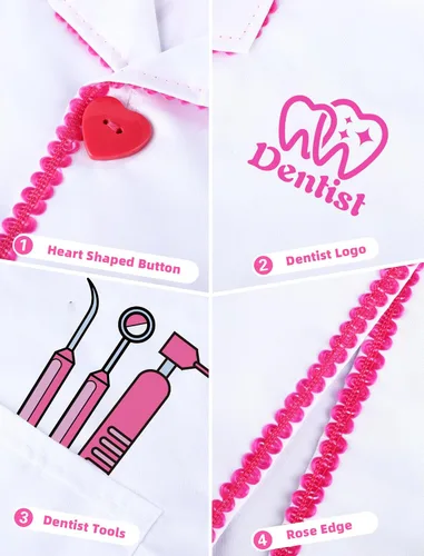 Vista 3 de ANPHILE Kids Dentist Costume, Girls Dentist Costume Kids Doctor Costumes Play Set for Halloween Dress Up