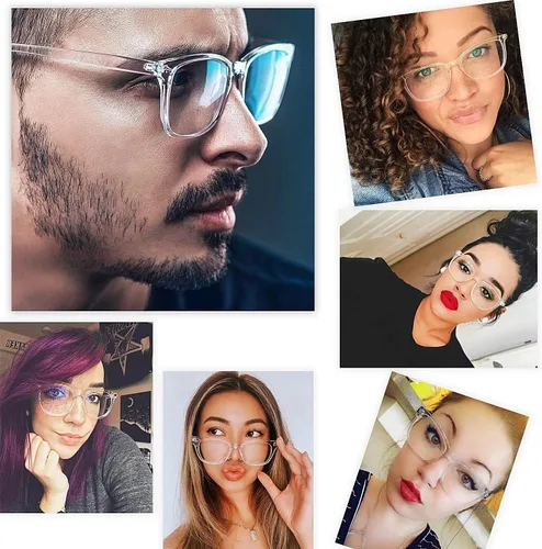 Vista 3 de EYLRIM Gafas de lente transparente con marco cuadrado sin receta
