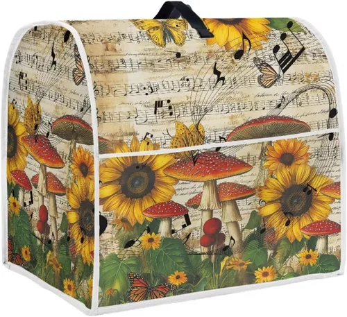 Vista 49 de Cubierta para mezclador de cocina con diseño de flores de pájaros, cubierta para procesador de alimentos con asa superior y bolsillo