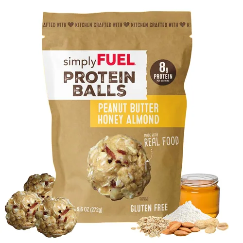 Vista 8 de simplyFUEL - Bolas de proteína de alimentos integrales con probióticos, bocadillos de chocolate y almendras y coco, 0.28 oz de proteína, bolas