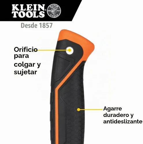 Vista 4 de Klein Tools H80718 Martillo de garra recta con cabeza lisa, 18 onzas, mango de agarre antideslizante de fibra de vidrio con orificio de sujeción, 15