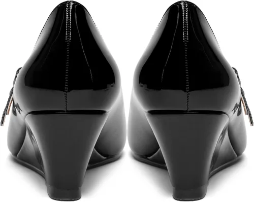 Vista 4 de Zapatos de tacón bajo con hebilla de punta redonda para mujer, con correa ajustable y correa ajustable, 2 pulgadas