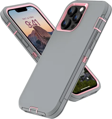 Vista 12 de Sansunto Funda para iPhone 13 Pro, doble capa de protección de cuerpo completo para hombres y mujeres, funda de goma de silicona no incorporada Negro