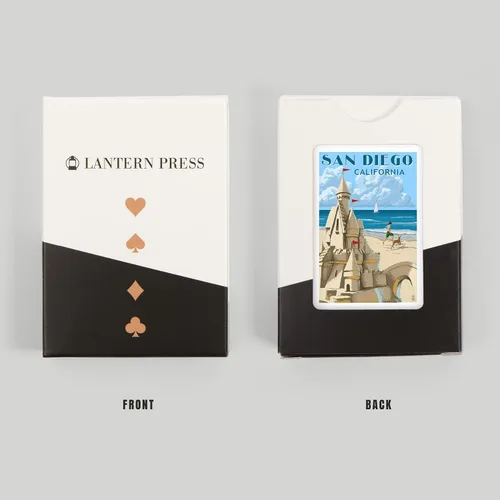 Vista 8 de Lantern Press San Diego, California, Castillo de arena (52 cartas de juego, baraja de cartas de tamaño póquer con comodines)