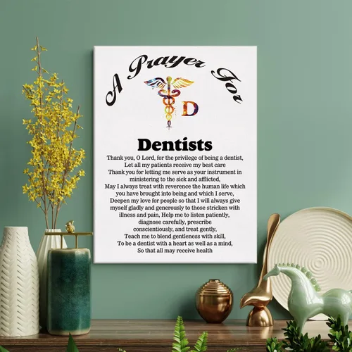 Vista 3 de LEXSIVO Lienzo de oración de un dentista para decoración de pared para el hogar, pintura de regalo para dentistas, 11.5 x 15 pulgadas, póster