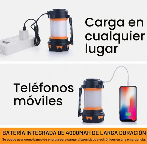 Vista 4 de AYL - Linterna LED de camping recargable, linterna superbrillante con luz de 360 grados, banco de energía, resistente al agua IPX4 para emergencias