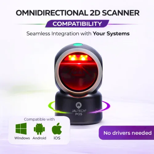 Vista 4 de Escáner de código de barras 2D omnidireccional USB, sensor CMOS 1024 × 600 con cable, rango de escaneo de 2 a 12 pulgadas, lector de código